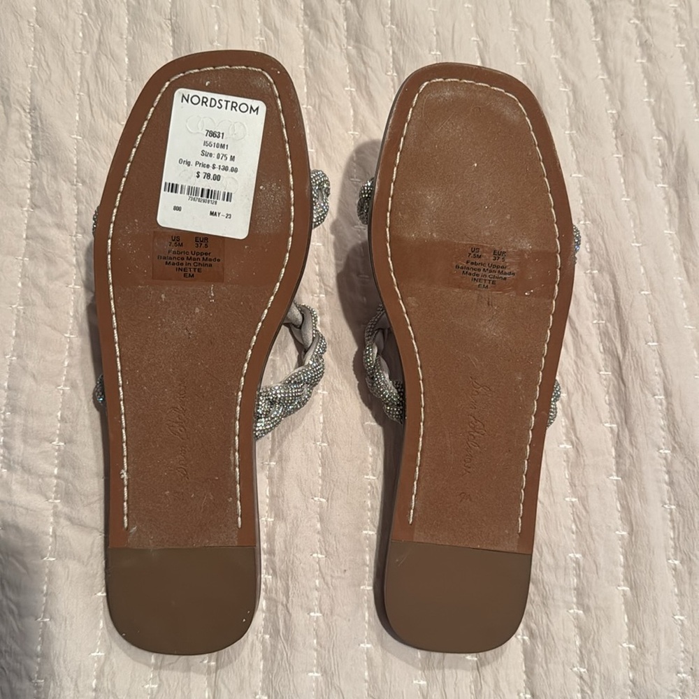 Sam Edelman Silver Rhinestone Sandals NWT 7.5 - Picture 3 of 3